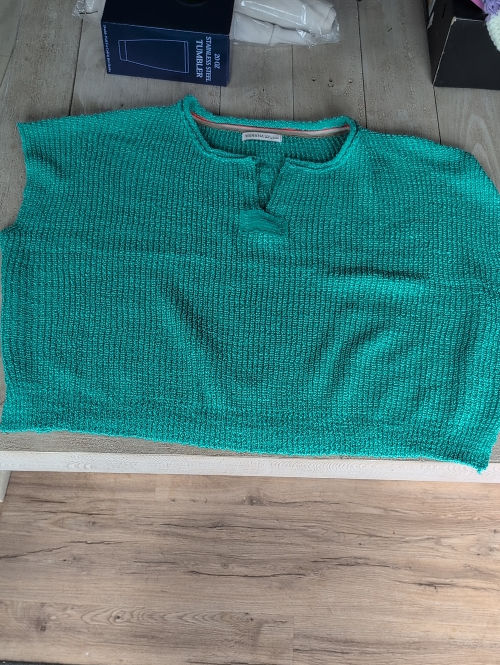 Zenana Outfitters Teal Scoop Neck Knit Sweater